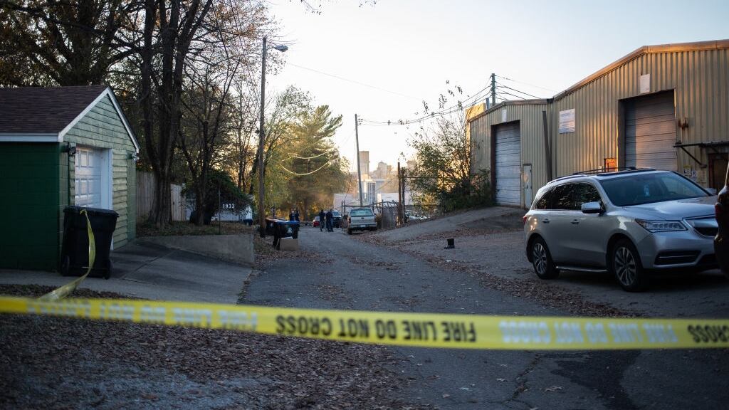 Fire line caution tape across road