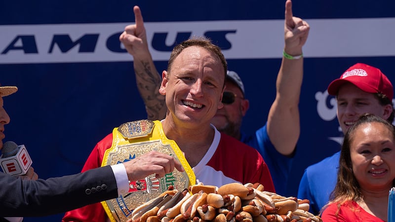 Top dog again: Joey Chestnut wins Nathan’s hot dog eating contest