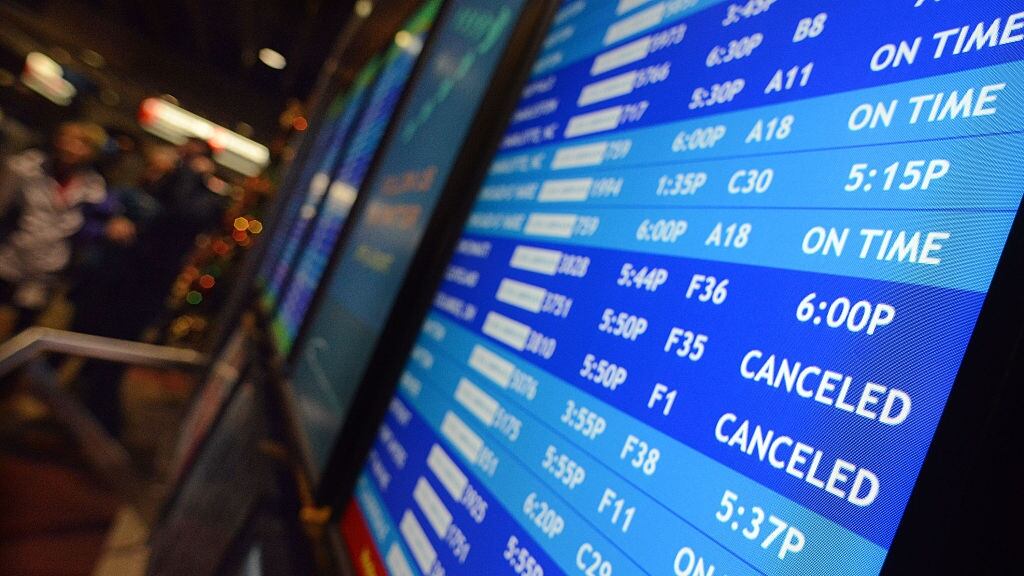 Airport flight status board