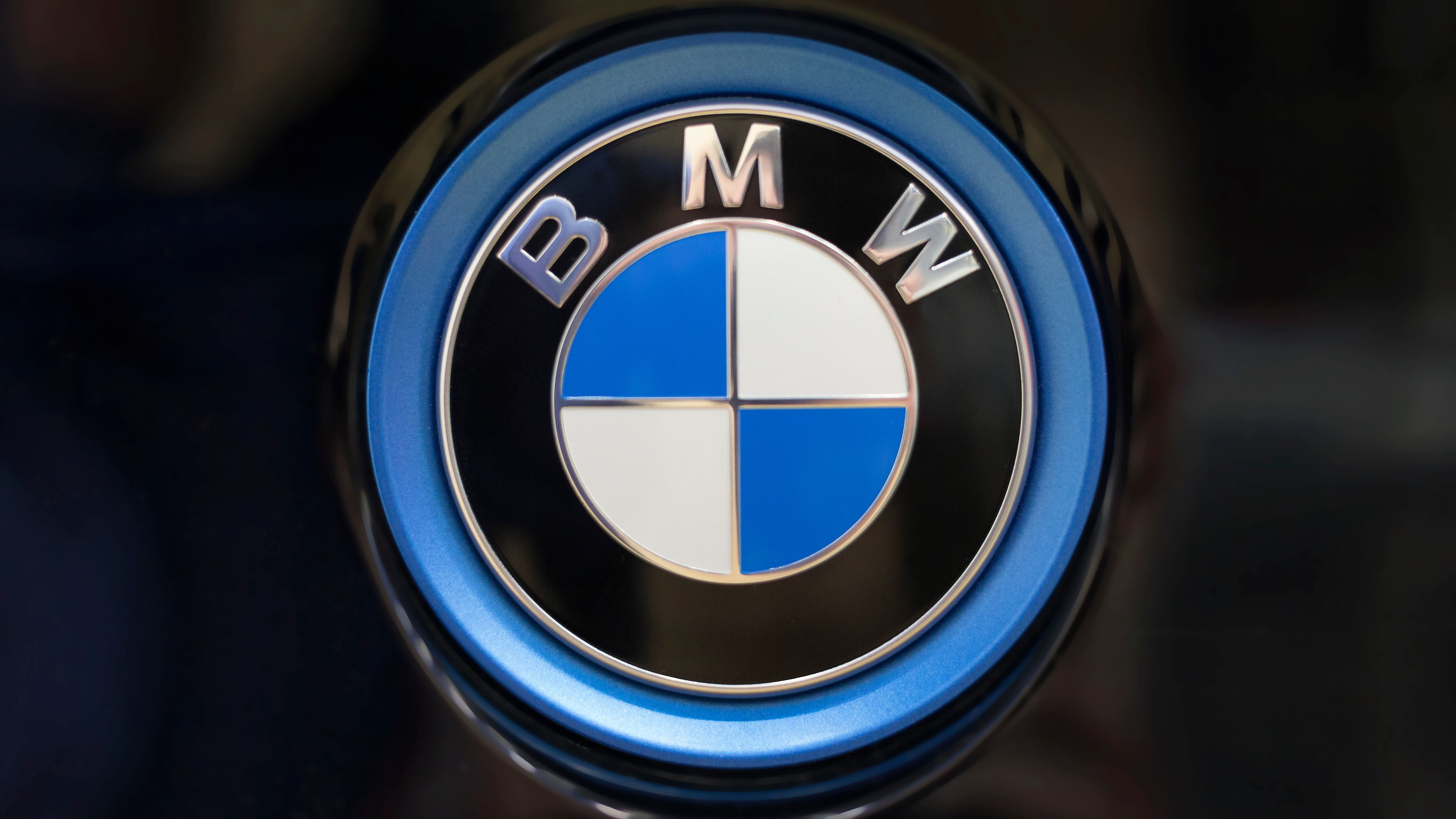 BMW logo on the back of a car.