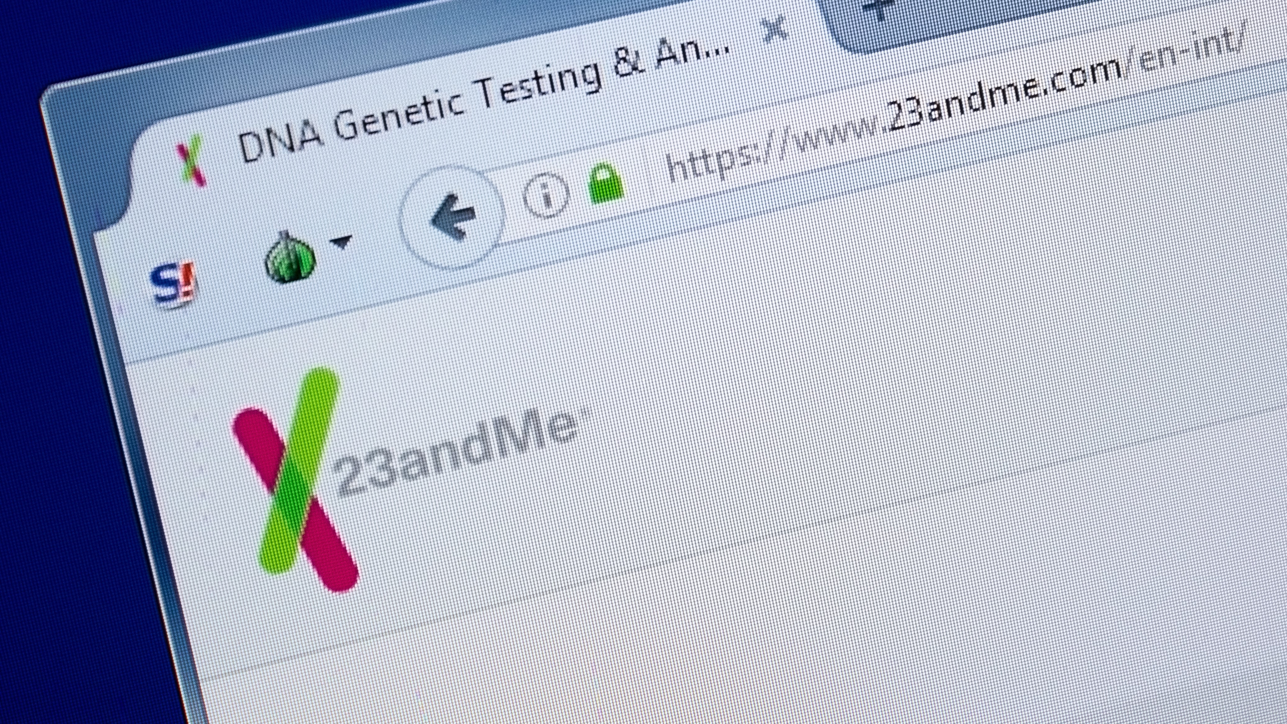 Homepage of 23 And Me website on the display of PC, url - 23AndMe.com.