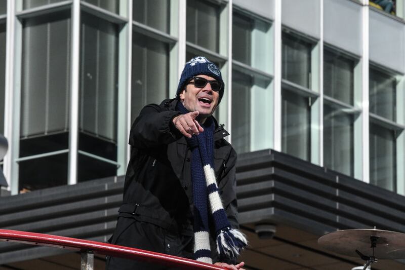 NEW YORK, NEW YORK - NOVEMBER 23: Actor, Jimmy Fallon participates in Macy's annual Thanksgiving Day Parade on November 23, 2023 in New York City. Thousands of people lined the streets to watch the 25 balloons and hundreds of performers march in this parade happening since 1924. (Photo by Stephanie Keith/Getty Images)