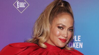 In this image released on November 15, Jennifer Lopez, People's Icon of 2020, attends the 2020 E! People's Choice Awards held at the Barker Hangar in Santa Monica, California, and on broadcast on Sunday, November 15, 2020.