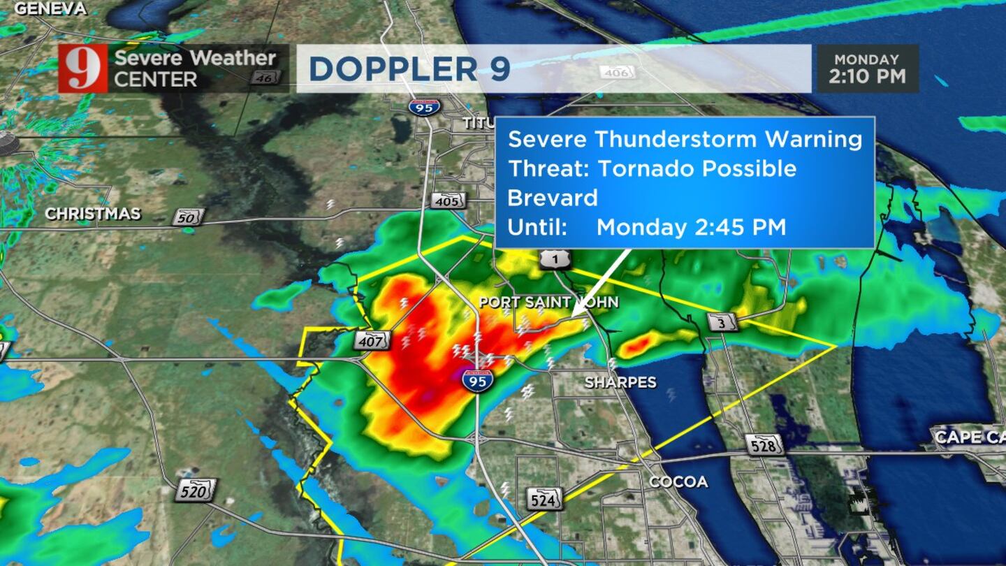 Half of Central Florida was under a severe thunderstorm watch Monday afternoon and will remain under one into the evening.