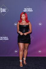 In this image released on November 15, Bebe Rexha arrives at the 2020 E! People's Choice Awards held at the Barker Hangar in Santa Monica, California, and on broadcast on Sunday, November 15, 2020.