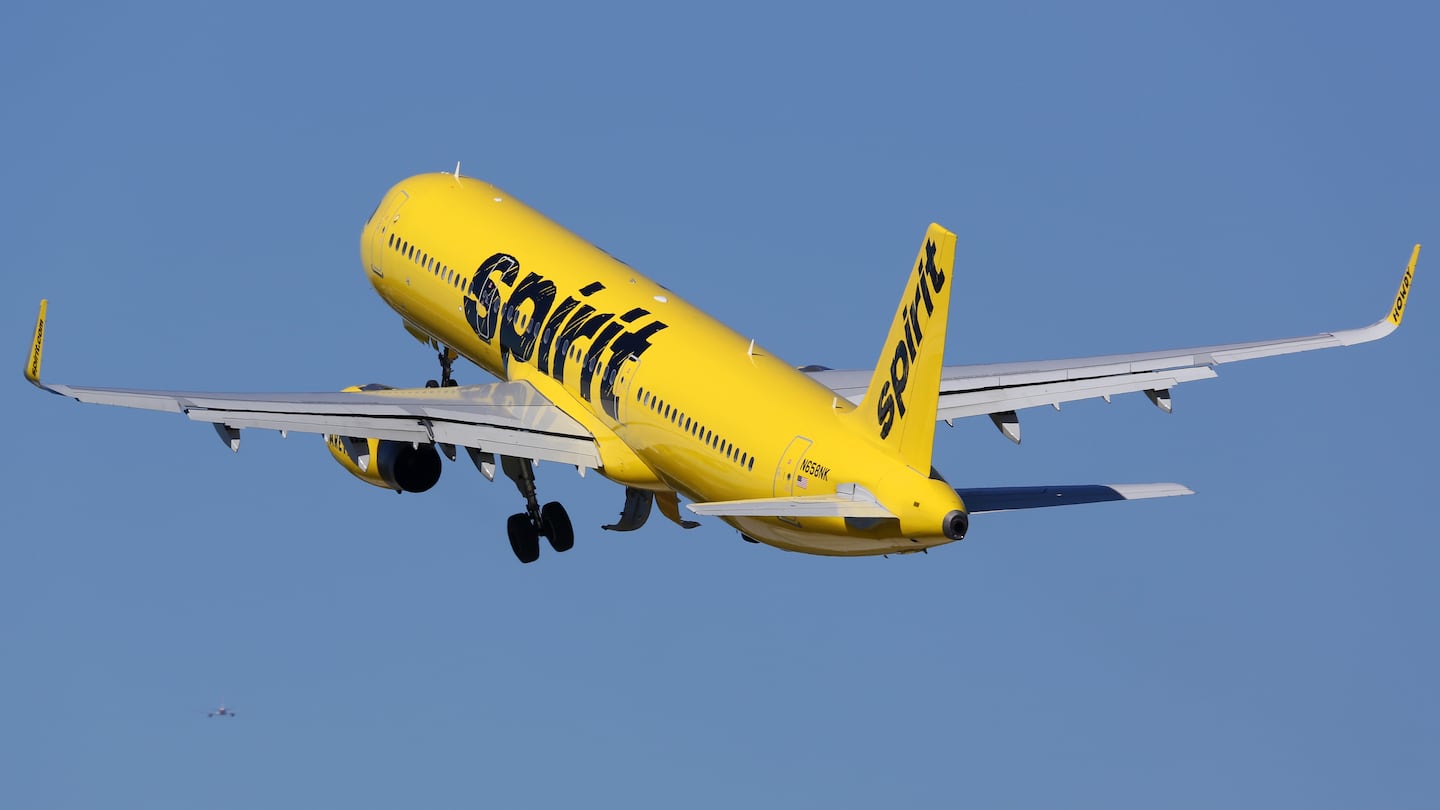 Fort Lauderdale, United States - February 17, 2016: A Spirit Airlines Airbus A321 with the registration N658NK taking off at Fort Lauderdale Airport (FLL) in the United States.