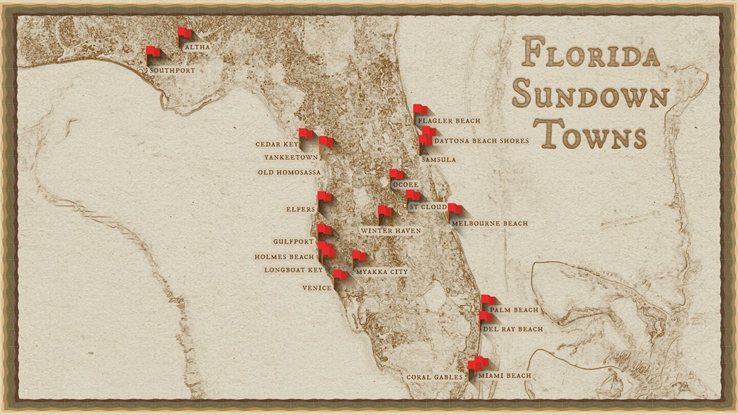 According to Tougaloo College’s Sundown Town database, there were more than 20 such towns in Florida.