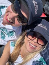 This selfie provided by Merete Buljo shows herself, right, and Tonje Thoresen, both from Norway, during the 5-day Princesses Rally, in Chablis, Burgundy, on May 18, 2025. (Merete Buljo via AP)