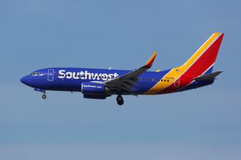 Southwest Airlines plane in air