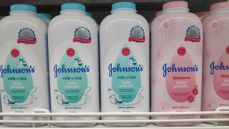 Baby powder on store shelves