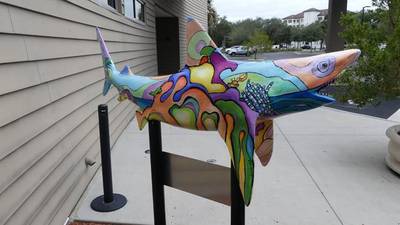 Decorative shark statues make their debut in New Smyrna Beach